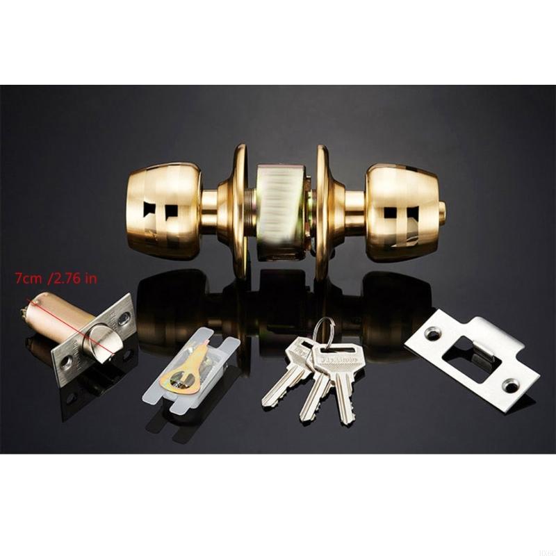 Keyed Entry Round Door Knob polishes Brass Door Lock for Interior & Exterior Use HX6C
