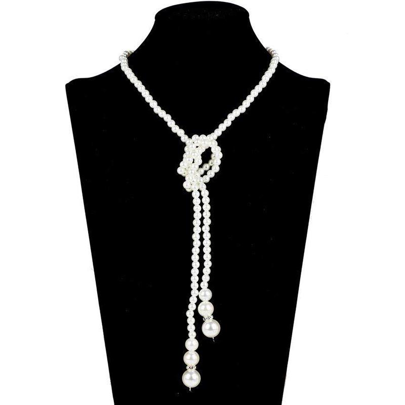 Multi-Layered Pearl Necklace Vintage Banquet Sweater Chain Pendant Accessories