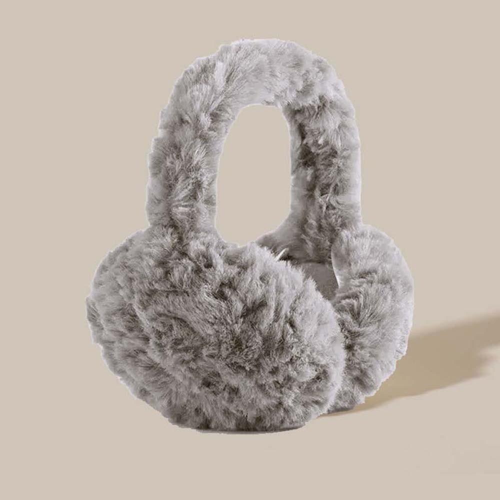 Plush Foldable Ear Cover Windproof Winter Thicken Earflap Fashion Solid Color Earmuffs  Ski