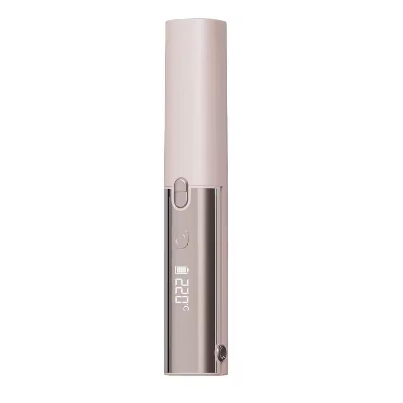 Wireless Charging Hair Clip Portable Mini Straightening Curling LCD Display Hair Straightener Clip розовый