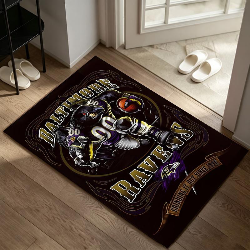 Baltimore Ravens Teppich Rutschfeste Indoor-Matte Geeignet für Bürostuhl Wohnzimmer Computertisch Dekorative Home-Office-Teppich Polyesterfaser-Matte 800