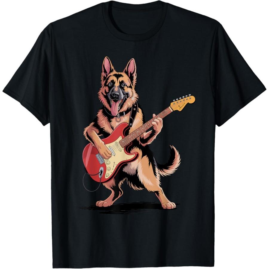 

Funny German Shepherd Dog Playing Guitar Cool Dog Music Rock T-Shirt XXXXXL чорний
