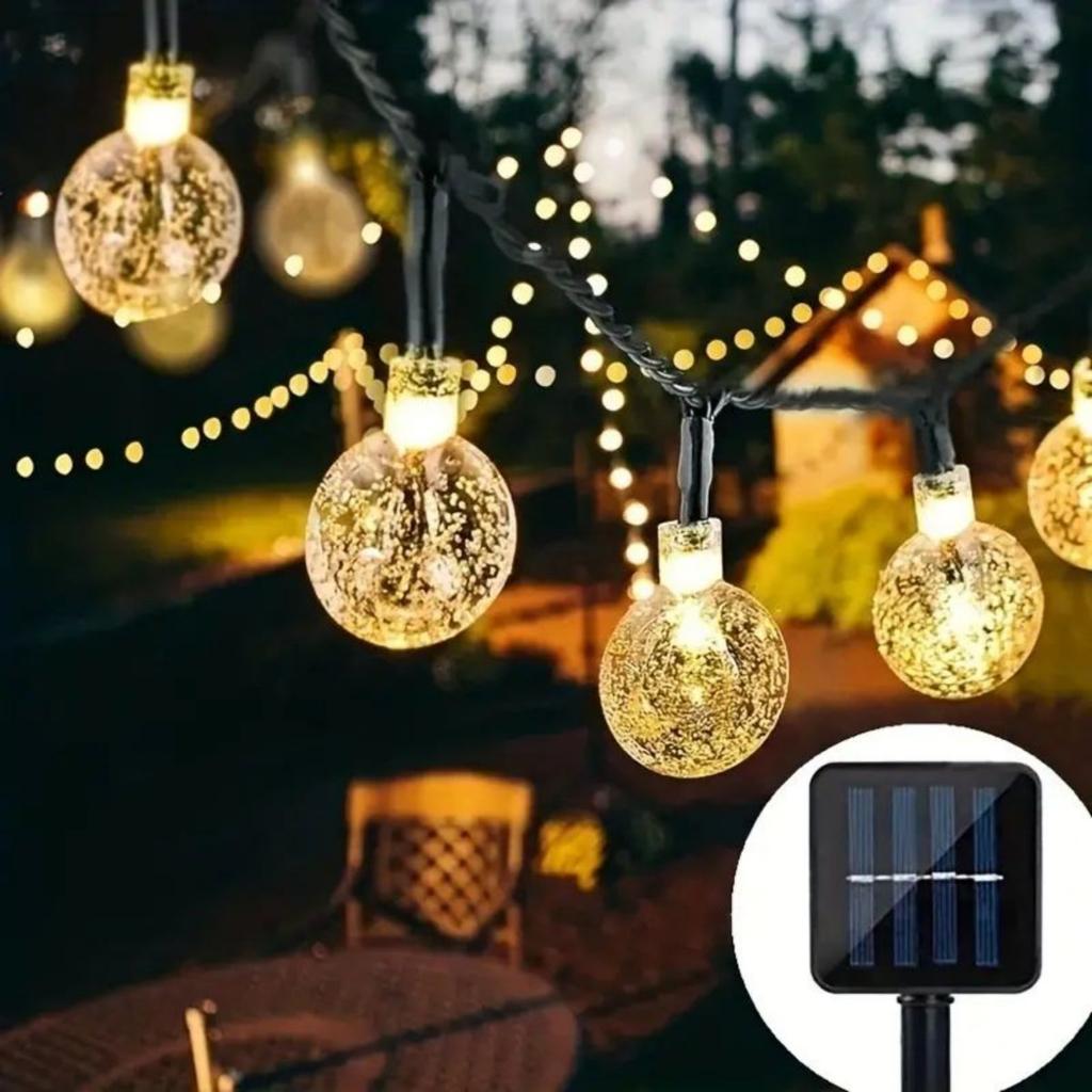 New Outdoor Waterproof Camping Decorative LED Lights String: 1pc Solar Bubble Ball Lamp with 20/100 LED, Atmosphere-enhancing Wa