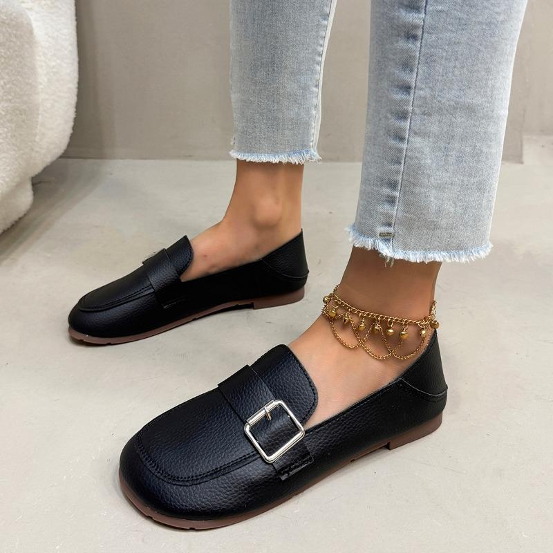 Damskie Buty Klamra Pasek Damskie Płaskie Modne Okrągły Nosek Codzienne Płaskie Buty Gorąca Wyprzedaż Duże Rozmiary Jednolite Płaskie Niskie Obcasy