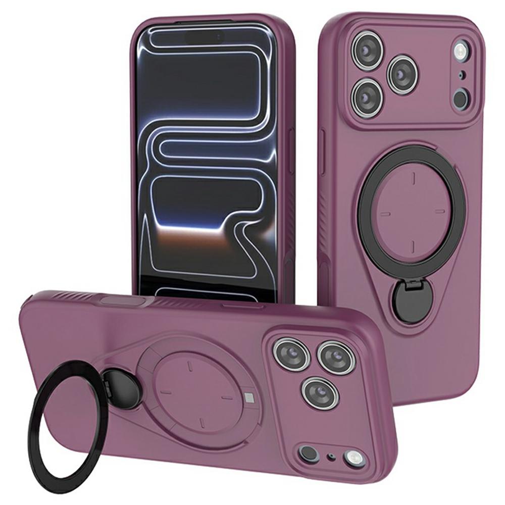 For iPhone 17 Pro Magnetic Case Rotating Kickstand TPU PC Phone Cover Compatible with MagSafe