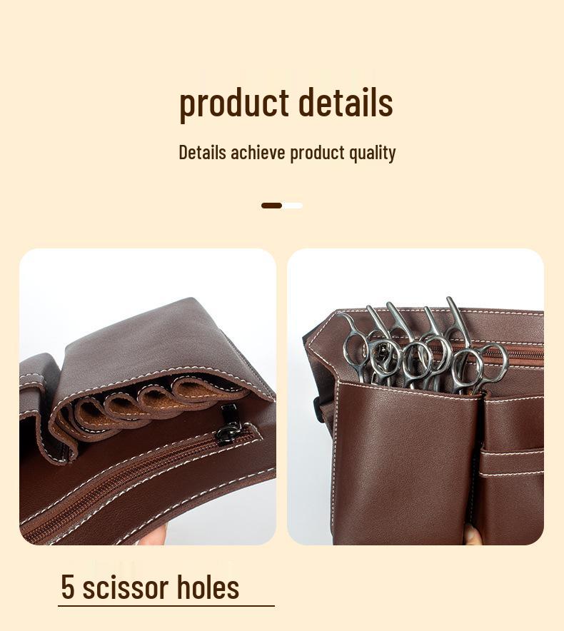 Leather Barber Crossbody & Waist Tool Bag for Scissors and Hairdressing Supplies