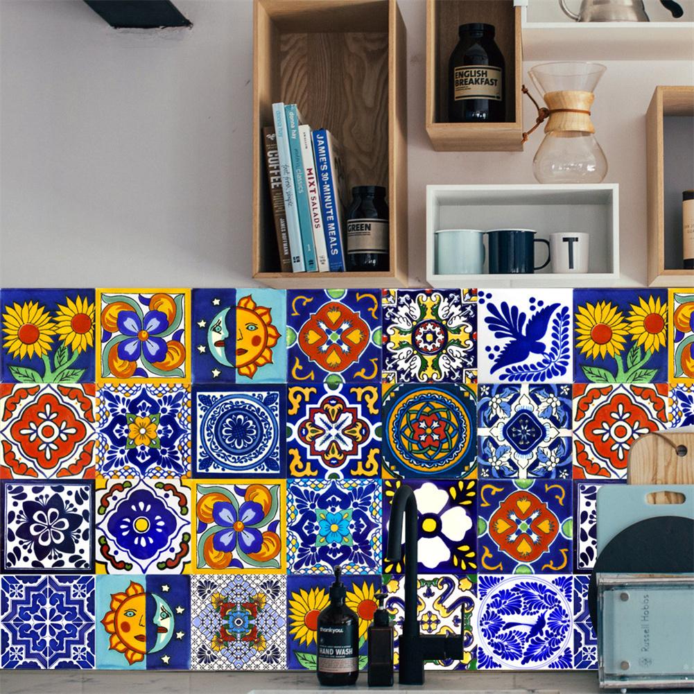 24 pezzi di adesivi per piastrelle modello retrò autoadesivi fai da te adesivi murali per scale decorazione della casa per cucina bagno
