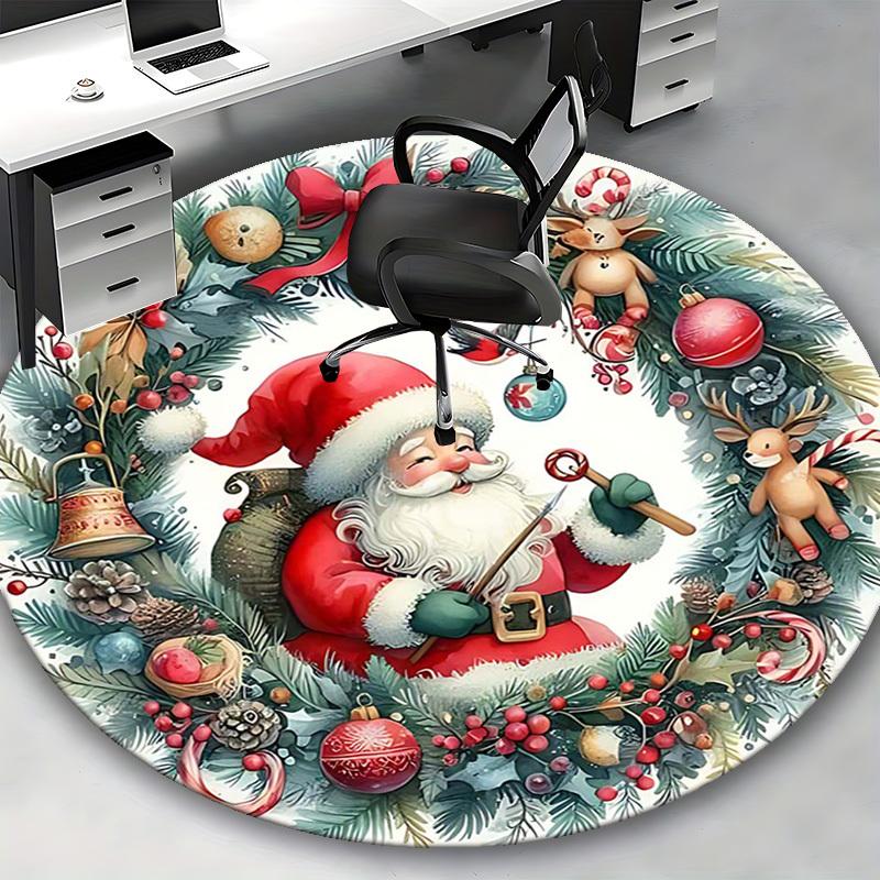 1pc Christmas Santa Claus Chair Mat - Anime Cartoon Design, Non-Slip Carpet for Office Chair, Festive Gift, Suitable for All Seasons, Living Room, Bed