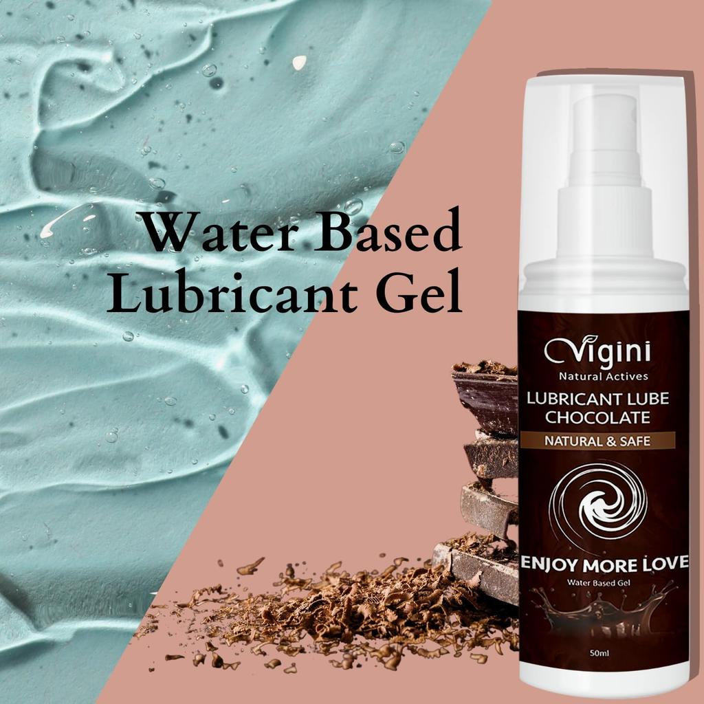 Vigini Silicone Free Water Based Premium Personal Lubricant Lube for Privacy Chocolate Flavor Men Women, Skin Friendly No Added Colors Non Staini