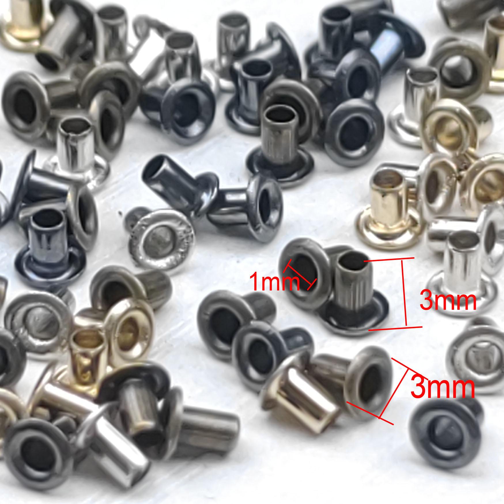 400 set di rivetti in pelle a doppio tappo, tubolari, 4 colori, borchie