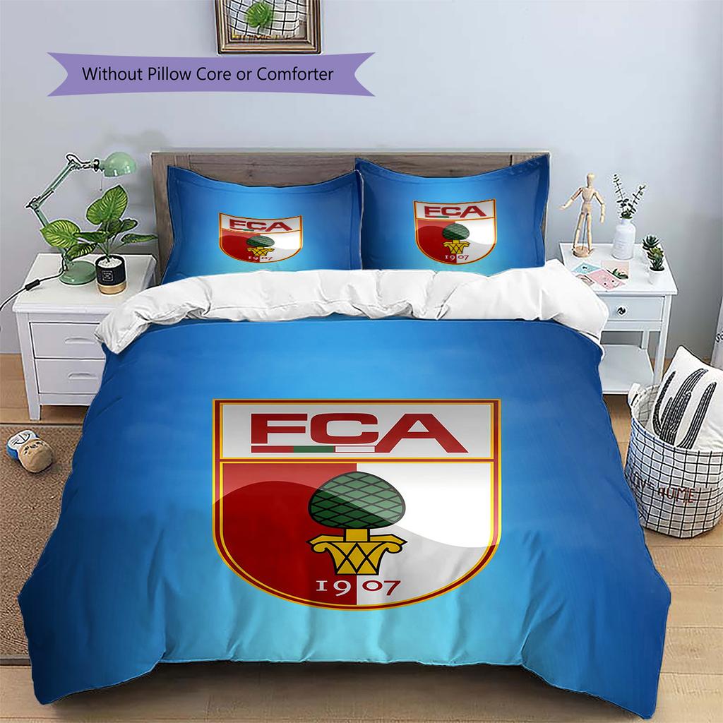 FC Augsburg Pattern Bedding Quilt Set  Home Decoration  Gift (1 * Duvet Cover + 2 * Pillowcase  Without Core).xwn