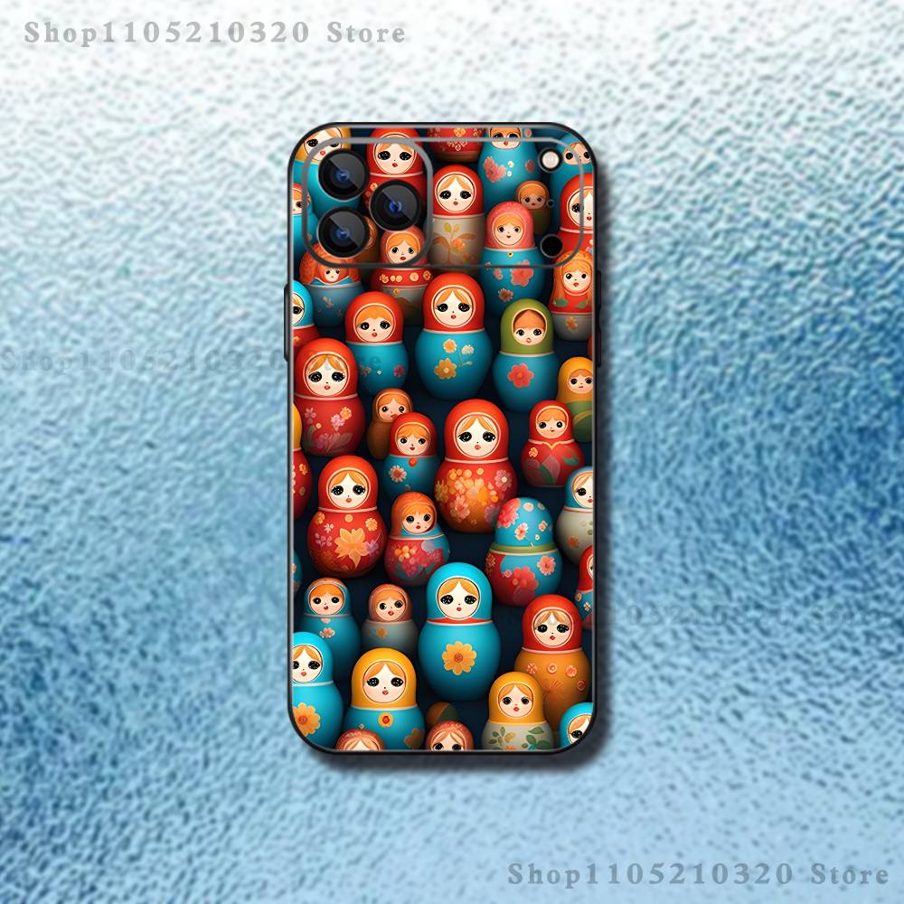 Russian Doll Matryoshka Phone Case For iPhone 17,16,15,14,13,12,Pro,Max,Plus,E,SE4,Air,Mini Black Soft Box