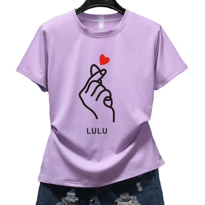 Casual cartoon new summer round neck short-sleeved women's T-shirt top loose couple student k874 #