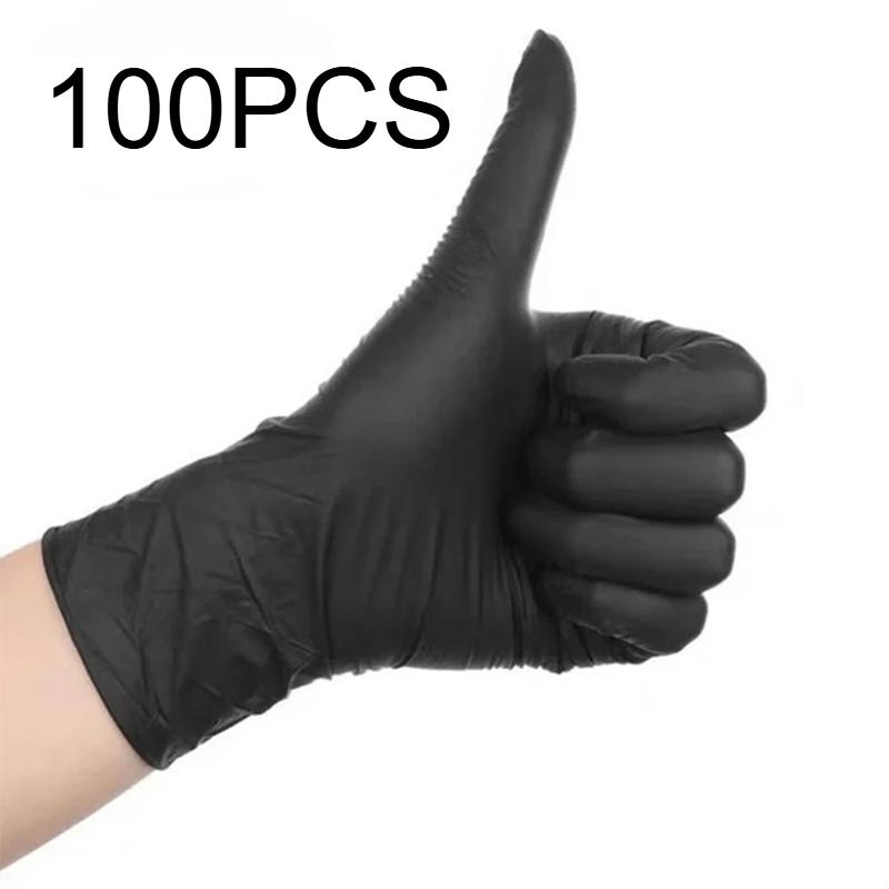 100/50 Pezzi Guanti Monouso in Nitrile Nero Impermeabili per Pulizia, Parrucchiere, Cura Animali Domestici, Pulizia Tatuaggi, Qualità Premium