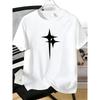European Sizes Boys' And Teenager T-Shirt, Trendy Logo Star Print, Short Sleeve Design, Suitable for Indoor Outdoor Casual And Sports Scenes