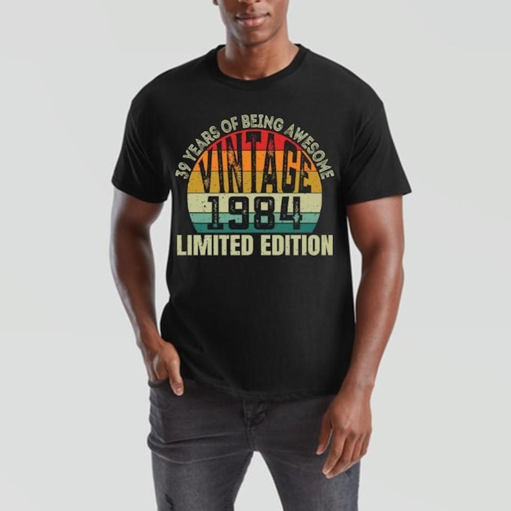 39 Years of Being Awesome Vintage 1984 Printed Tshirt Tops Classic Retro Birthday Gift Graphic Tshirt  Unisex Cotton Streetwear