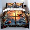 Winter Birds And Snowy Landscape Kid'S And Adults' Bedroom Decor, Exquisite Three-Piece Bedding Set Gift