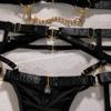 CINOON Sexy Lingerie For Women Underwear Erotic Garter Belt 3-Piece Intimate Push Up Bra Luxury Chain Strap Exotic Brief Sets