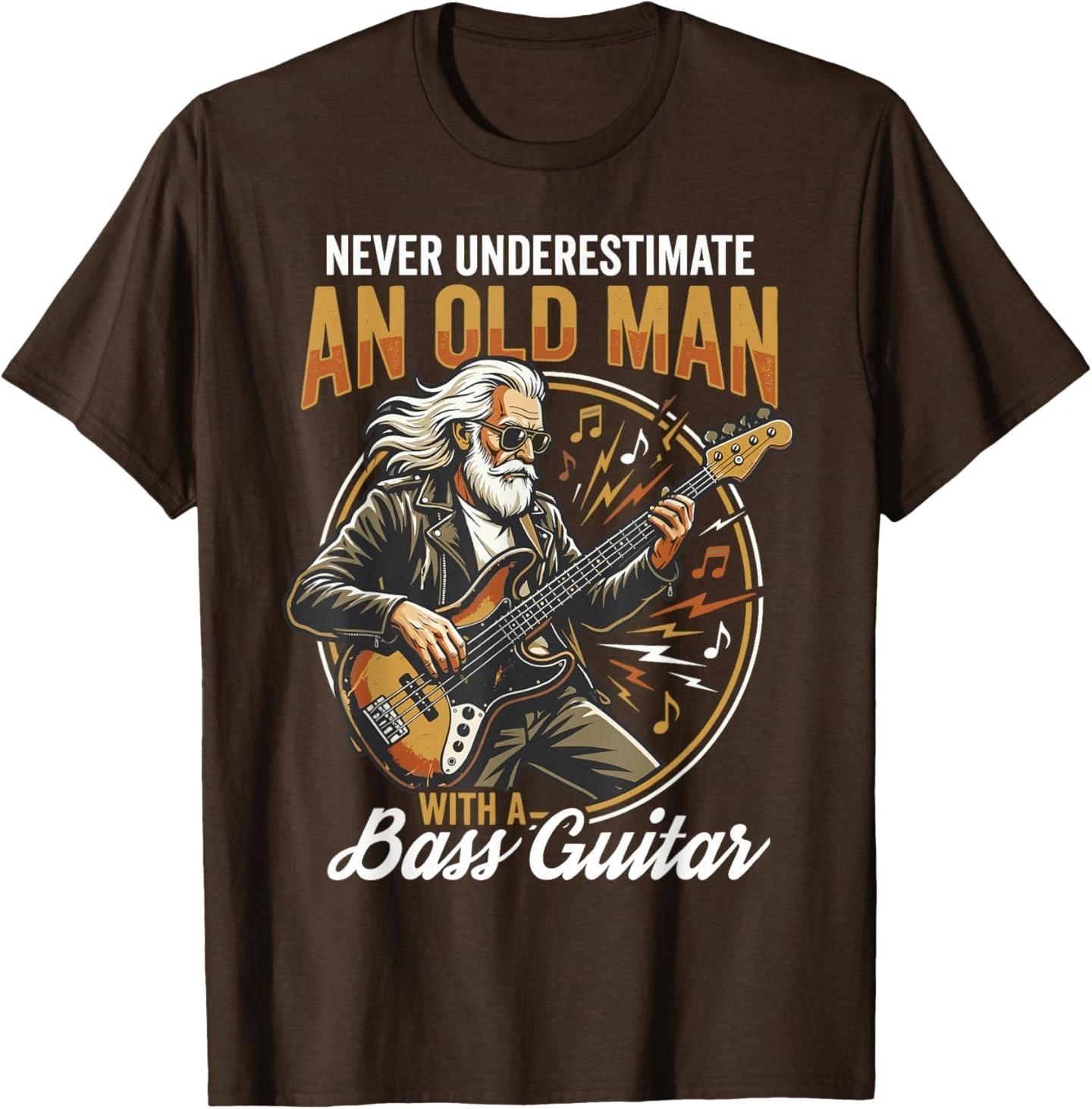 Never Underestimate an Old Man with A Bass Guitar Player Dad T-Shirt S