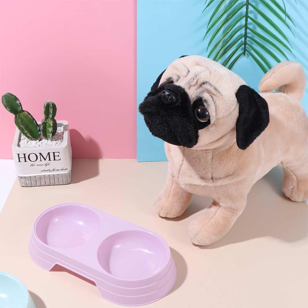 

Candy Color Portable Plastic Dog Food Tray Cat Double Bowl Cat Feeding Bowl Cat Drinking Bowl рожевий