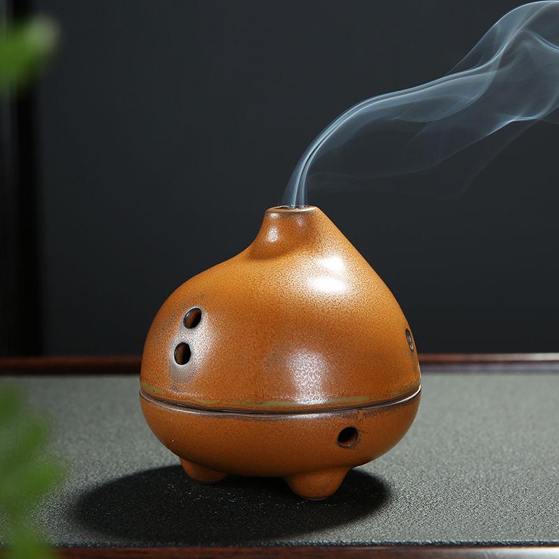 Ceramic Incense Burner, Retro Style, Home Living Room Bedroom Indoor Sandalwood, Hall Offering Buddha Tea Ceremony Censer, 1Pc