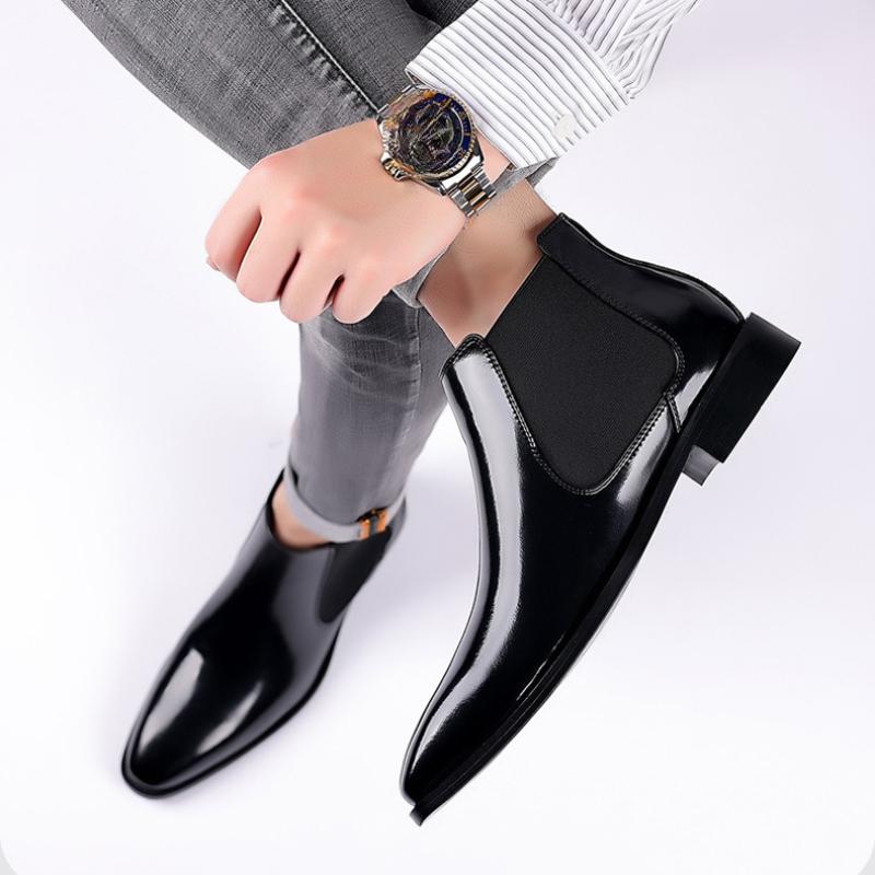 Classic Luxury Vintage Fashion Outdoor Men's High-Top Windproof Spring/Autumn Work Boots Men's Oversized Leather Boots Comfortable Shoes