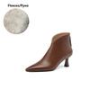 Fashion NEW Autumn Women Boots Pointed Toe Thin Heel Shoes Genuine Leather Shoes Women High Heel Modern Boots Daily Shoes Zipper Boots