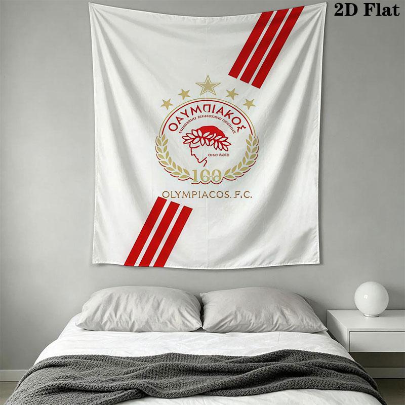 Olympiacos logo Wall Hanging Printed Fabric Blanket Decorative Tapestries for Bedroom Living Room Home Decor