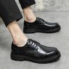 Dress Business Casual Leather Shoes Brown Big Head Shoes Men's Retro Goodyear Platform British Wedding Shoes Factory