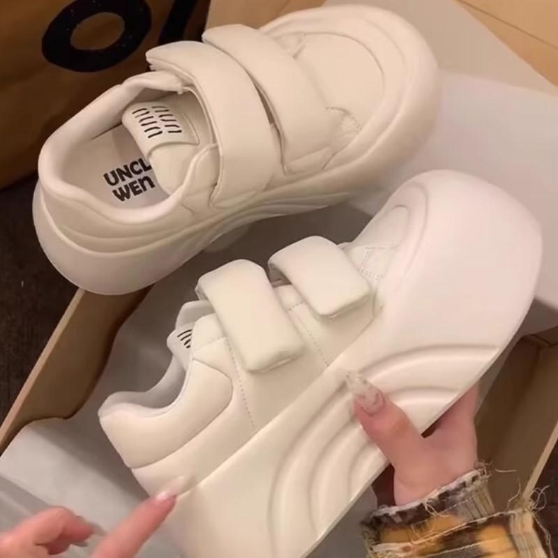 

Fashion 2025 Ssummer Ladies Korean-style Velcro Strap Shoes Vintage Chunky Loafers Shoes Female Low-top Shoe Thick Soled Shoes for Women 40