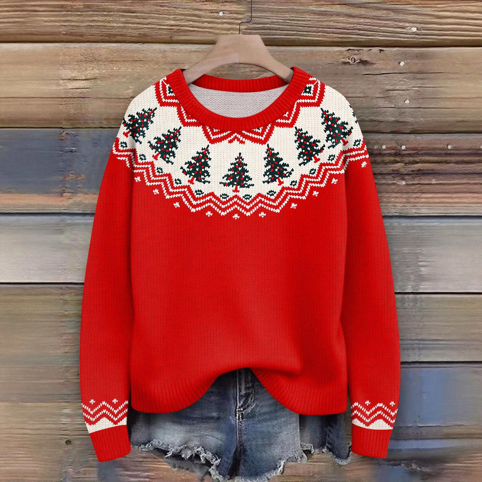 

Женский рождественский свитер Милый забавный рождественский свитер Осень и зима Свитер с длинным рукавом вязаный XL