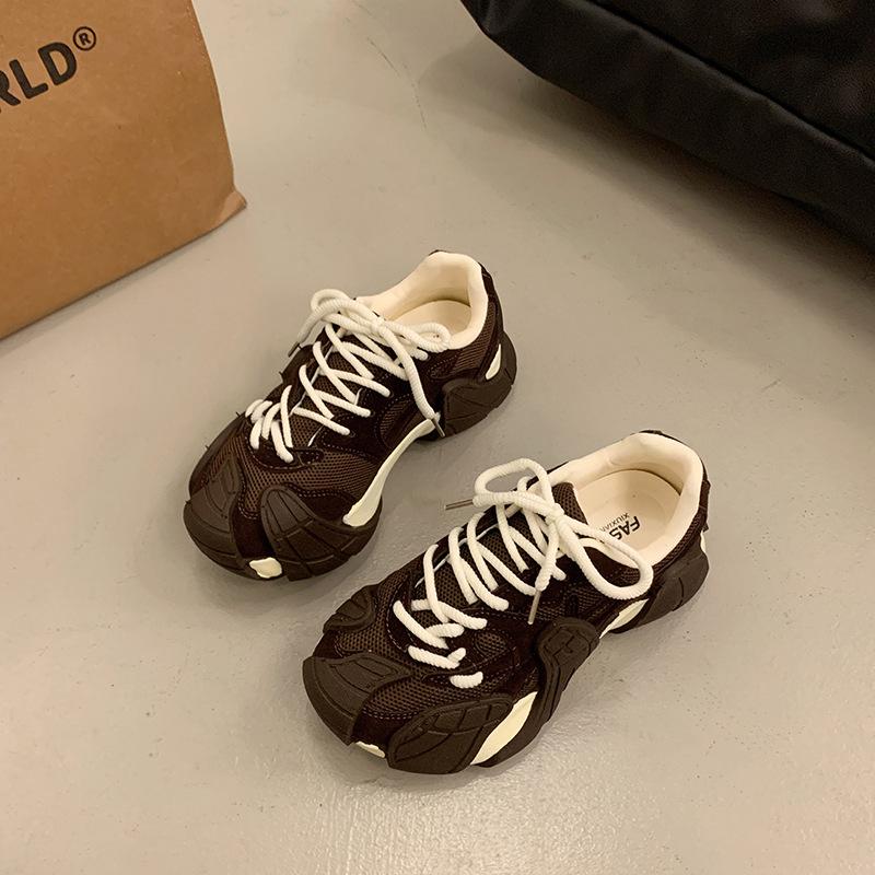 6CM Height Increase~ Leather Platform Octopus Dad Shoes Women's Autumn New Outdoor Hiking Leisure Sports Hiking Shoes
