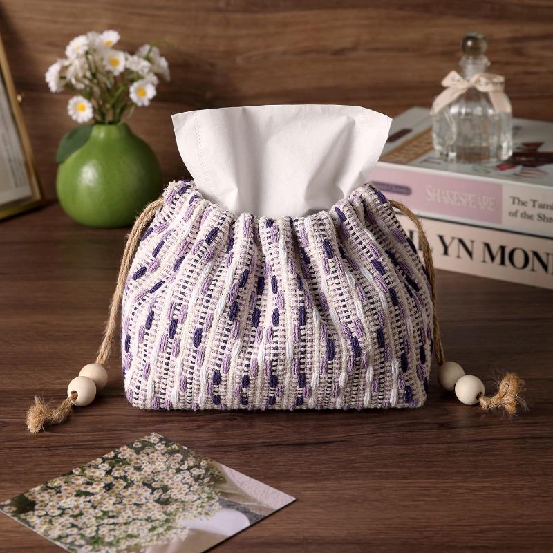 New Linen Lace Tissue Box, Napkin Paper Box, Tissue Cover, Hanging Decoration, Adhesive Buckle Tissue Desktop Decoration