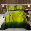 Přehoz na postel Queen/Twin s lesním motivem, Sada prošívané přikrývky s přírodní scenérií, Měkká lehká botanická přehoz na postel se stromem, Rustikální selská ložní souprava