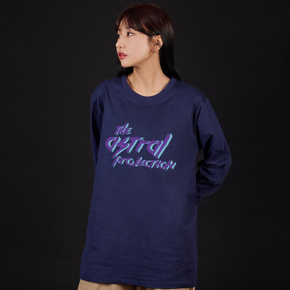 Astral Projection Punk Lettering Oversized Long Sleeve T-Shirt_Navy