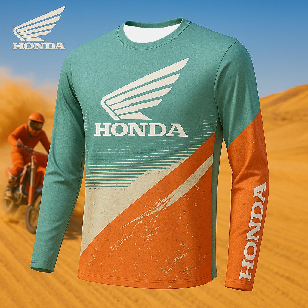 Honda 26 New Quick-Dry Men's Motorcycle Long Sleeve Breathable Riding T-Shirt Suitable for Off-Road Outdoor Riding