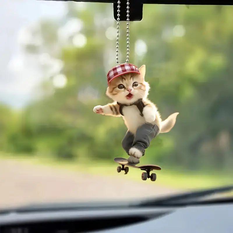 New Acrylic Flat 2D To Cool Skateboard Cat Pendant Pendant Backpack Pendant Keychain Pendant