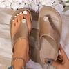 Fashion Going Out Beach Shoes Wearing Flip-flops Women's Niche Thick-soled Pearl Toe Sandals 2025 Summer and Autumn New