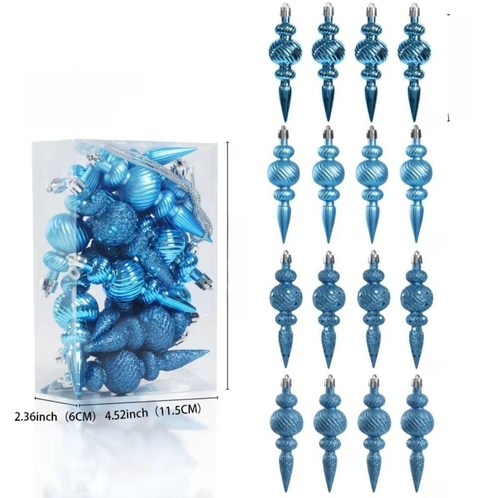 16Pcs 16Pcs/Box Christmas Hanging Balls Special Shaped with Hanging Rope Christmas Tree Ornaments Multi-functional Shiny