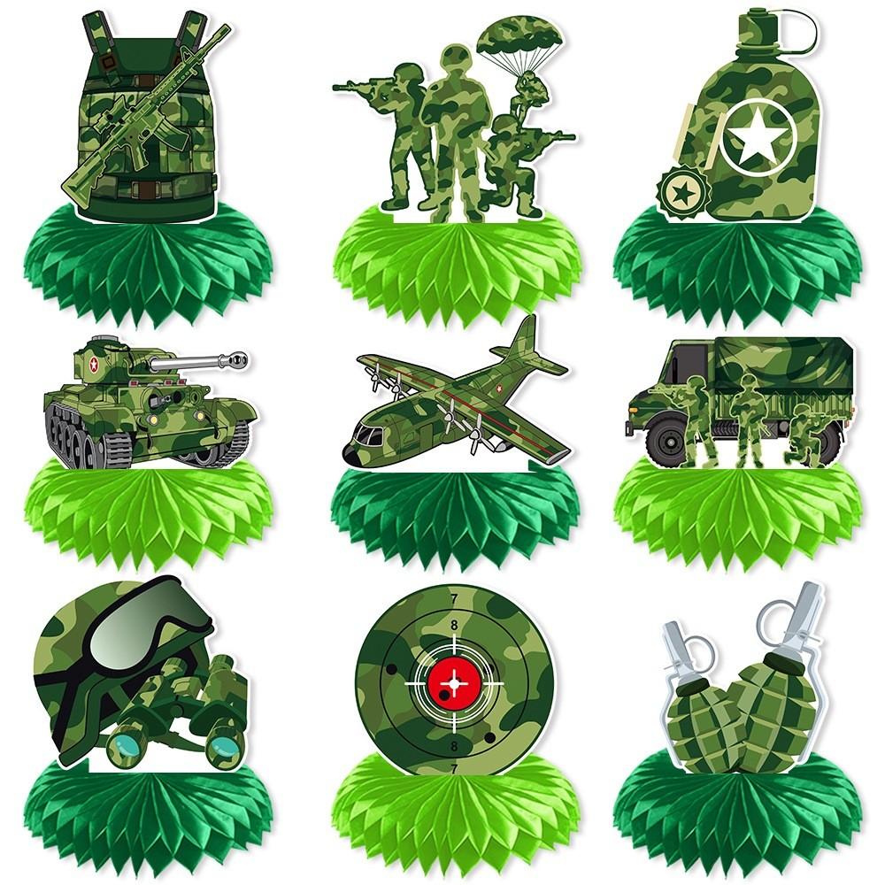 Style Honeycomb Military Tabletop Decor For Kids Party Venue Decorations Event