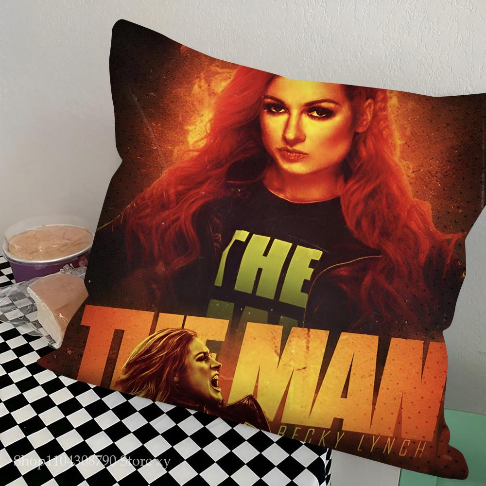 B-Becky Lynch Pillow Case Square Pillow Bedroom Sofa Leisure Comfort Cushion Car Living Room Home Decoration 16x16Inch