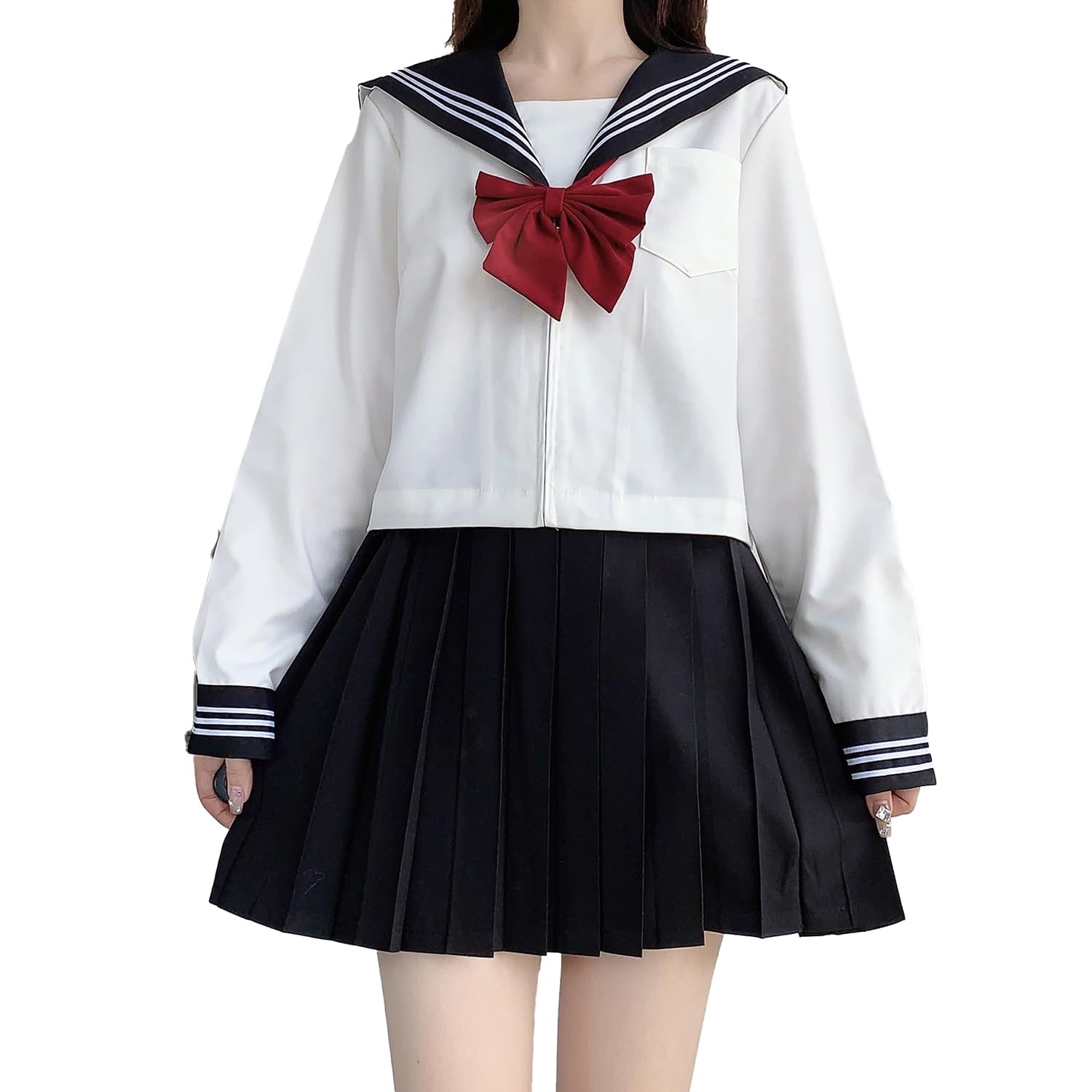 

JK Cosplay Set Sailor Uniform High School Girls High School Costume [Cedar Eight] 3-Piece (Long Sleeve, M)