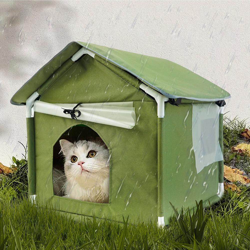 Cat House Weatherproof Warm Foldable Feral Cat Shelter With Removable Mat For Outdoor Indoor Cats Dogs Small Animals