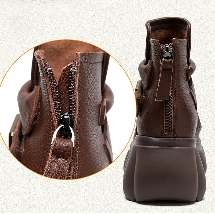 Johnature Thick Sole Height Increasing Retro Hollow-out Peep Toe Roman Sandals Versatile Women's Platform Shoes