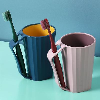 Household Bathroom Washing Cup Durable Tooth Brushing Cups Simple Toothbrush Cup With Handle Bathroom Accessories