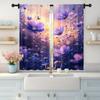 2pc,  Window Curtains Blue & Purple Flowers Light Filter Spring Party & Holiday Decor Perfect for Carnival Decor