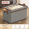 Houndstooth Foldable Quilt Storage Box with Lid - Large Wardrobe Bin for Clothes & Pants.