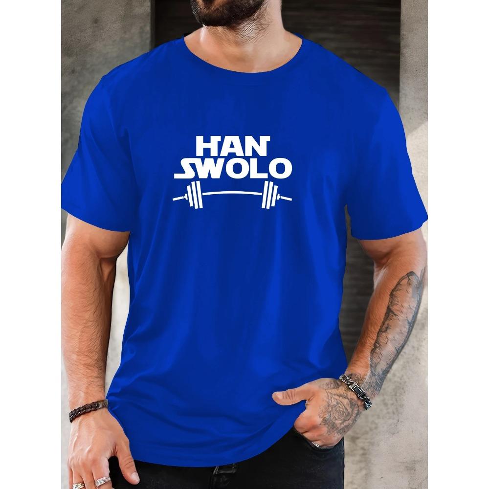 Men's HAN SWOLO Pattern Summer Casual Round Neck Short T-shirt
