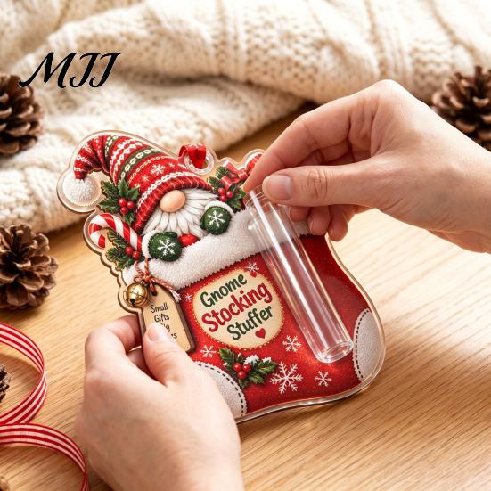 Decorative Money Hiding Ornament Gnome Christmas Cash Holder Ornament, Acrylic Hanging Pendant for Creative Gift Reveal Box Holiday Tree Decoration,