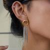 Yori Gold Silver Color Blocked Threaded Moon Tassel Stud Earrings for Women Elegant Chic Attractive Jewelry Prevent Allergy Gift